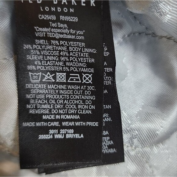 $445 TED BAKER LONDON Women's Metallic Faux Leather Bomber Jacket size 0 - Picture 7 of 12